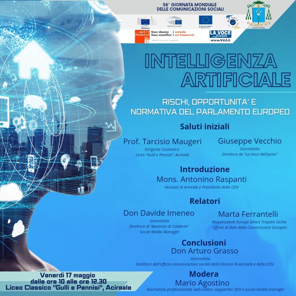 Diocesi di Acireale: Convegno su “Intelligenza artificiale: rischi, opportunità e normativa del Parlamento Europeo