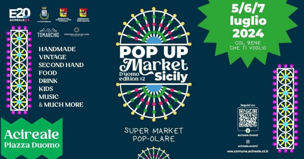 Pop Up Market Sicily Duomo Edition, dal 5 al 7 luglio in piazza Duomo ad Acireale (CT)